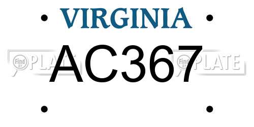 AC367 Virginia License Plate