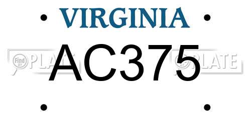 AC375 Virginia License Plate