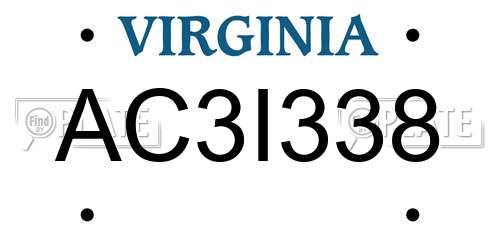 AC3I338 Virginia License Plate