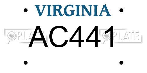 AC441 Virginia License Plate