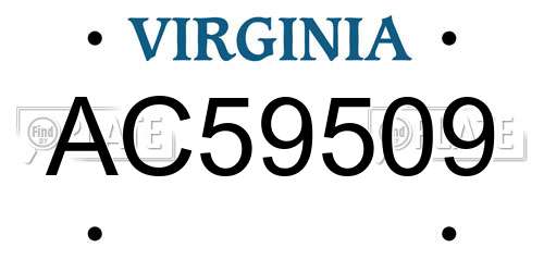 AC59509 Virginia License Plate