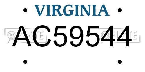 AC59544 Virginia License Plate