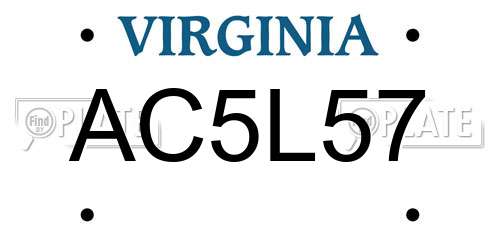 AC5L57 Virginia License Plate