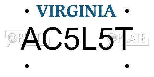 AC5L5T Virginia License Plate
