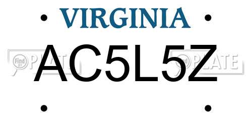AC5L5Z Virginia License Plate