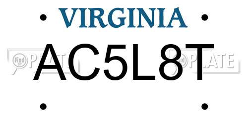 AC5L8T Virginia License Plate