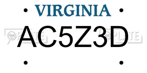 AC5Z3D Virginia License Plate