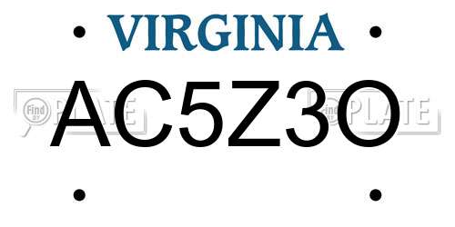 AC5Z3O Virginia License Plate