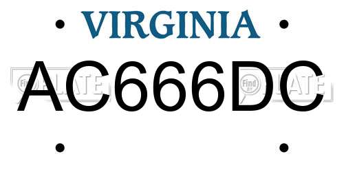 AC666DC Virginia License Plate