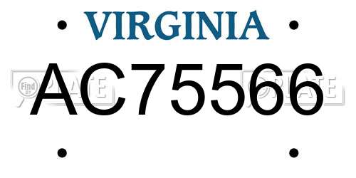 AC75566 Virginia License Plate