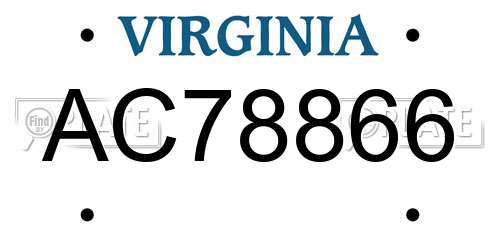 AC78866 Virginia License Plate