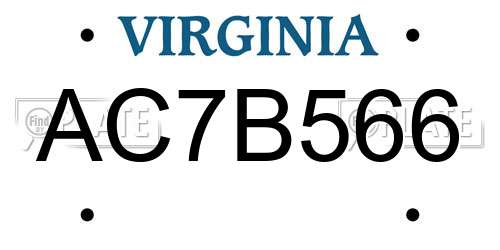 AC7B566 Virginia License Plate