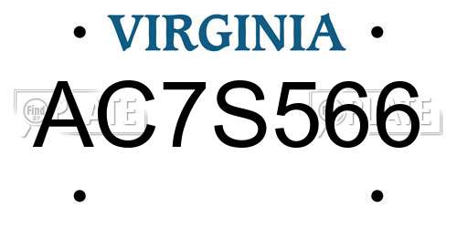AC7S566 Virginia License Plate