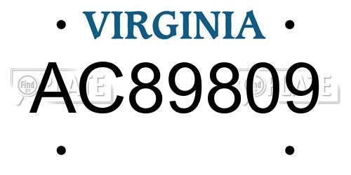 AC89809 Virginia License Plate