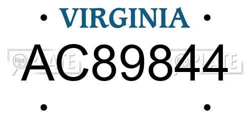AC89844 Virginia License Plate