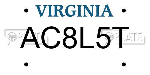 AC8L5T Virginia License Plate