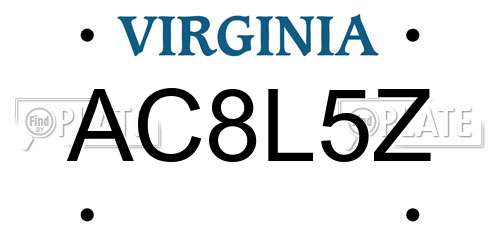 AC8L5Z Virginia License Plate