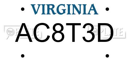 AC8T3D Virginia License Plate