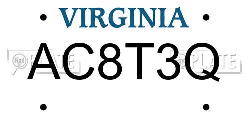 AC8T3Q Virginia License Plate