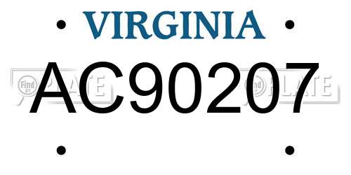 AC90207 Virginia License Plate