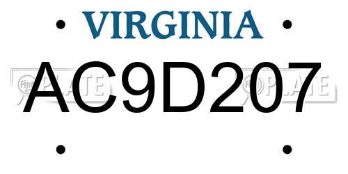 AC9D207 Virginia License Plate