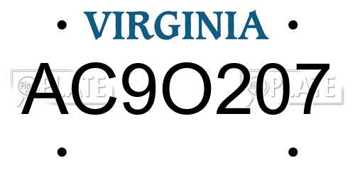 AC9O207 Virginia License Plate