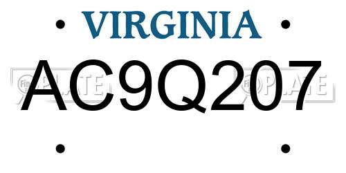 AC9Q207 Virginia License Plate