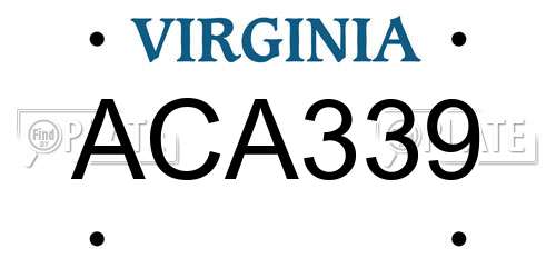 ACA339 Virginia License Plate