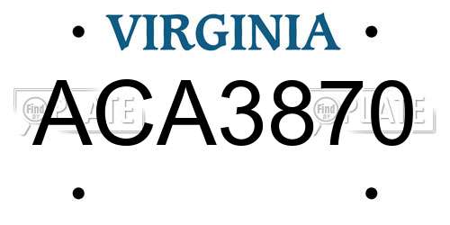 ACA3870 Virginia License Plate