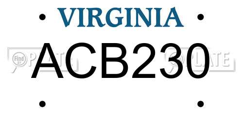 ACB230 Virginia License Plate