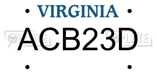 ACB23D Virginia License Plate