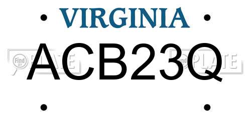 ACB23Q Virginia License Plate
