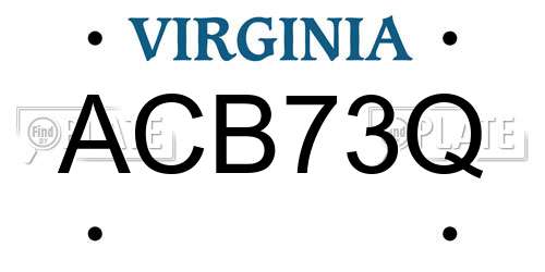 ACB73Q Virginia License Plate