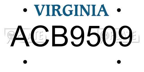 ACB9509 Virginia License Plate
