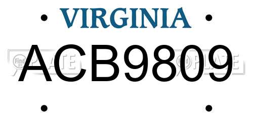 ACB9809 Virginia License Plate