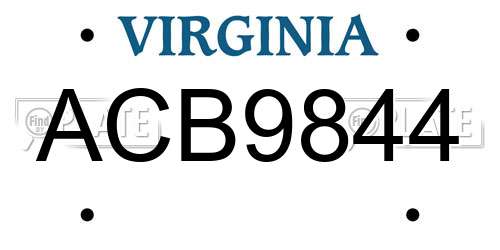 ACB9844 Virginia License Plate