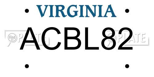 ACBL82 Virginia License Plate