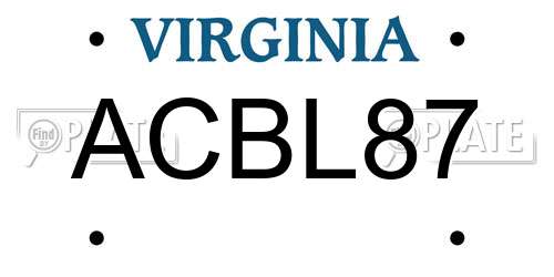 ACBL87 Virginia License Plate