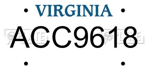 ACC9618 Virginia License Plate