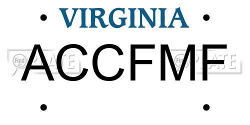 ACCFMF Virginia License Plate