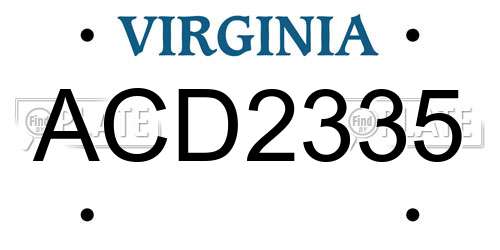 ACD2335 Virginia License Plate