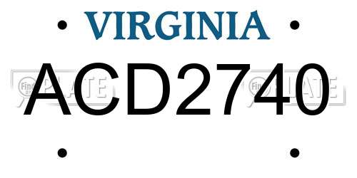 ACD2740 Virginia License Plate