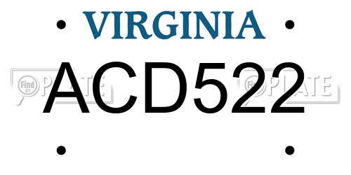 ACD522 Virginia License Plate