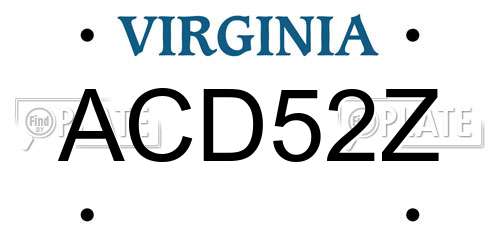 ACD52Z Virginia License Plate