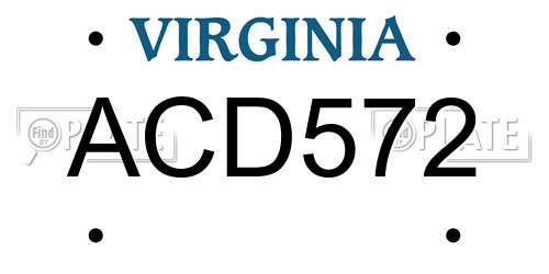 ACD572 Virginia License Plate