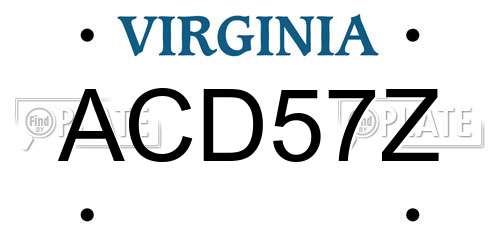 ACD57Z Virginia License Plate
