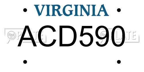 ACD590 Virginia License Plate