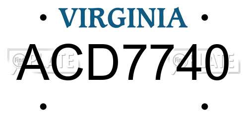 ACD7740 Virginia License Plate