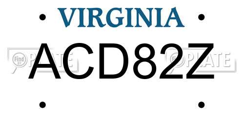ACD82Z Virginia License Plate