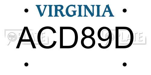 ACD89D Virginia License Plate
